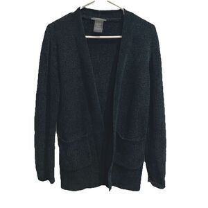 Matty M Womens XS Open Front Cardigan Dark Green Knit Black Long Classic